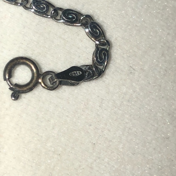 Vtg 925 Italy Sterling Silver Engraveable ID Plate Bracelet Twsit Chain 5.9” - Picture 5 of 5